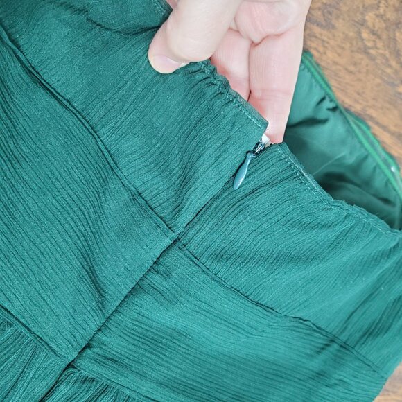 J Crew 100% Silk Green Strapless Dress Size 8 - Picture 3 of 6